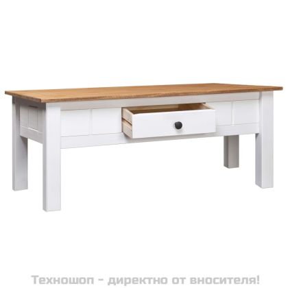 Кафе маса, бяла, 100x60x45 см, бор масив, Panama Range