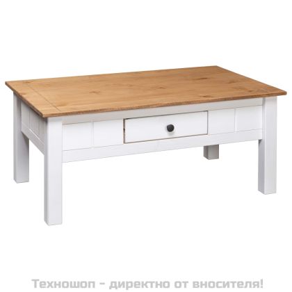 Кафе маса, бяла, 100x60x45 см, бор масив, Panama Range