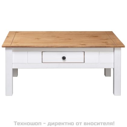Кафе маса, бяла, 100x60x45 см, бор масив, Panama Range