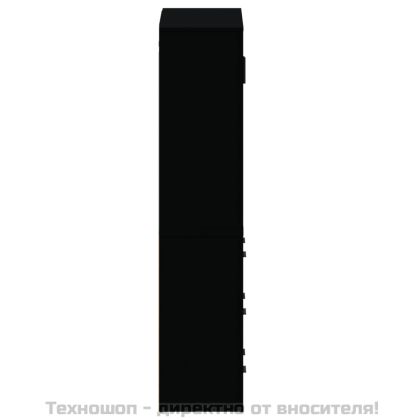 Висок шкаф, черен, инженерно дърво