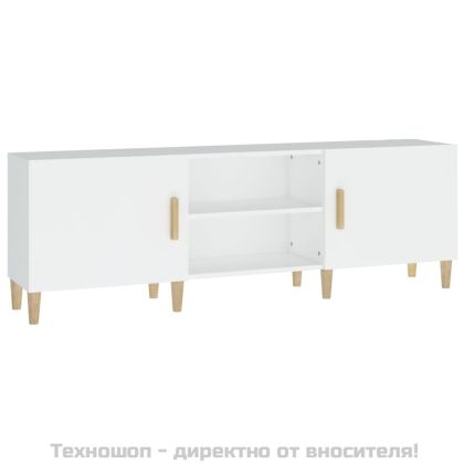ТВ шкаф, бял, 150x30x50 см, инженерно дърво