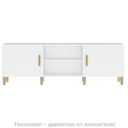 ТВ шкаф, бял, 150x30x50 см, инженерно дърво