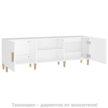 ТВ шкаф, бял, 150x30x50 см, инженерно дърво