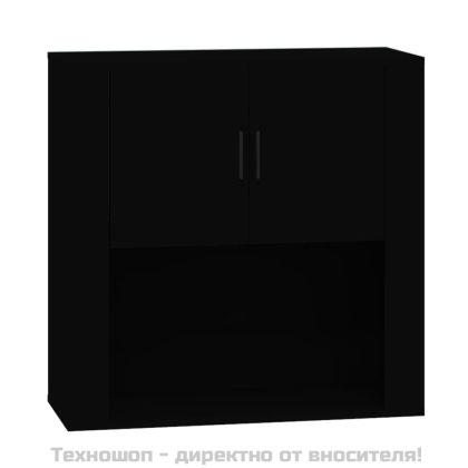 Стенен шкаф, черен, 80x33x80 см, инженерно дърво