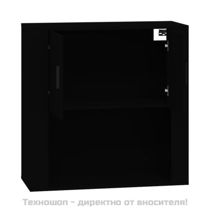 Стенен шкаф, черен, 80x33x80 см, инженерно дърво