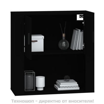 Стенен шкаф, черен, 80x33x80 см, инженерно дърво