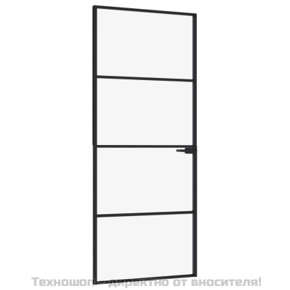 Интериорна врата черна 83x201,5 см закалено стъкло и алуминий