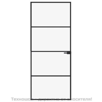 Интериорна врата черна 83x201,5 см закалено стъкло и алуминий