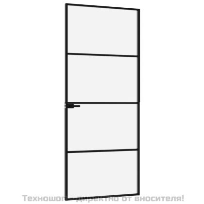Интериорна врата черна 83x201,5 см закалено стъкло и алуминий