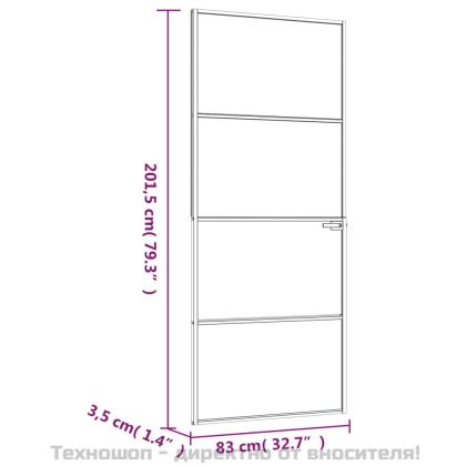 Интериорна врата черна 83x201,5 см закалено стъкло и алуминий