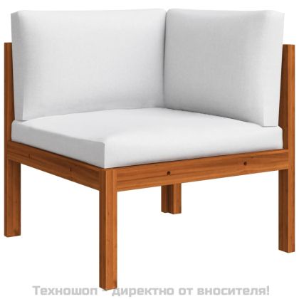 Градински комплект с възглавници, 7 части, кремав, 63x63 см