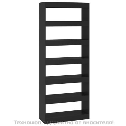 Шкаф/разделител за стая, черен, 80x30x198 см, инженерно дърво