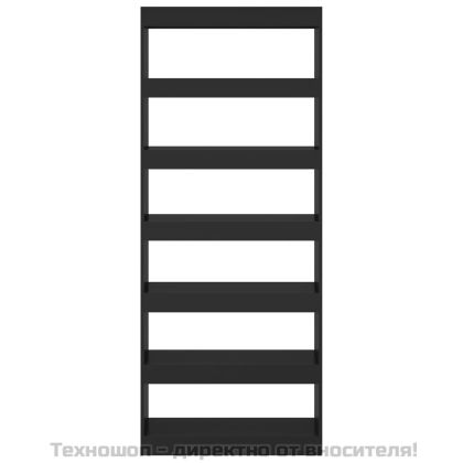 Шкаф/разделител за стая, черен, 80x30x198 см, инженерно дърво