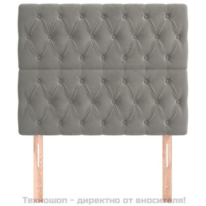 Табла за легло, светло сива, 100x7x118/128 см, кадифе