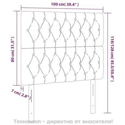 Табла за легло, светло сива, 100x7x118/128 см, кадифе