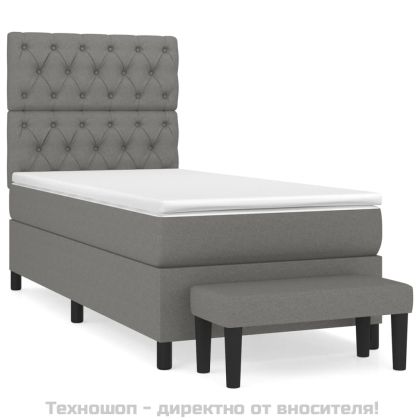 Боксспринг легло с матрак, тъмносив, 80x200 см, плат