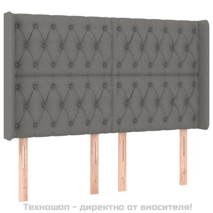 Боксспринг легло с матрак и LED, тъмносиво, 160x200 см, плат