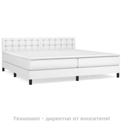 Боксспринг легло с матрак, бяло, 200x200 см, изкуствена кожа