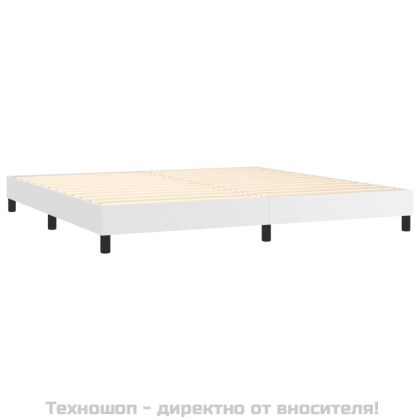 Боксспринг легло с матрак, бяло, 200x200 см, изкуствена кожа