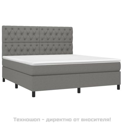 Боксспринг легло с матрак, тъмносиво, 160x200 см, плат
