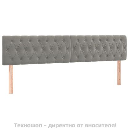 Боксспринг легло с матрак, светлосиво, 200x200 см, кадифе