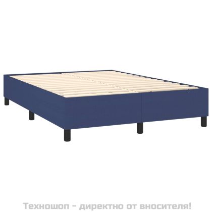 Боксспринг легло с матрак, синьо, 140x200 см, плат