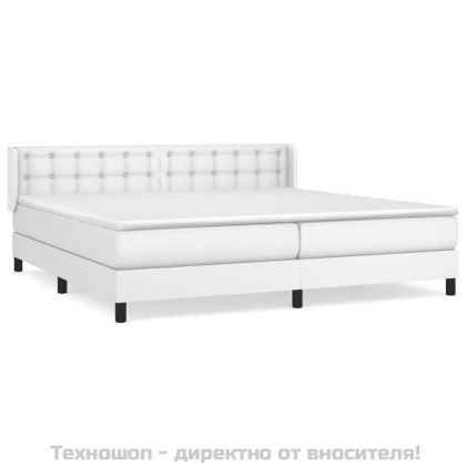 Боксспринг легло с матрак, бяло, 200x200 см, изкуствена кожа