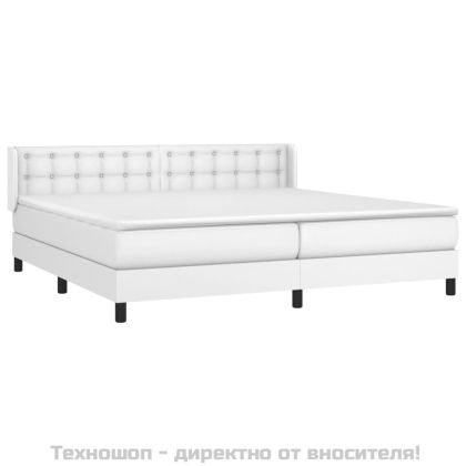 Боксспринг легло с матрак, бяло, 200x200 см, изкуствена кожа