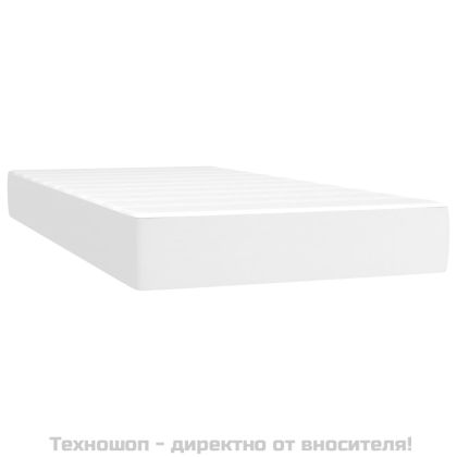 Боксспринг легло с матрак, бяло, 200x200 см, изкуствена кожа