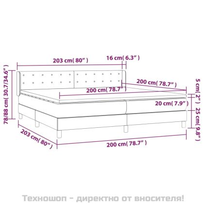 Боксспринг легло с матрак, бяло, 200x200 см, изкуствена кожа