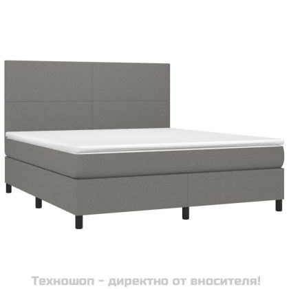 Боксспринг легло с матрак, тъмносиво, 160x200 см, плат