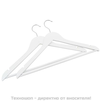 20 бр Комплект закачалки за дрехи антиплъзгащи бял твърдо дърво