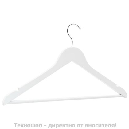 20 бр Комплект закачалки за дрехи антиплъзгащи бял твърдо дърво