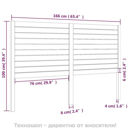 Горна табла за легло, бяла, 166x4x100 см, бор масив
