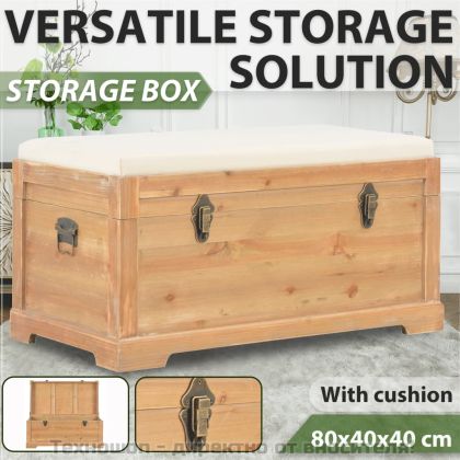 Сандък за съхранение с възглавница, 80x40x40 см, МДФ