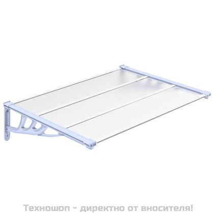 Навес за врата, сиво и прозрачно, 122x90 см, поликарбонат