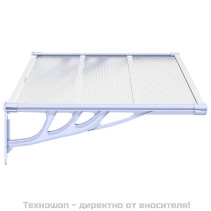 Навес за врата, сиво и прозрачно, 122x90 см, поликарбонат