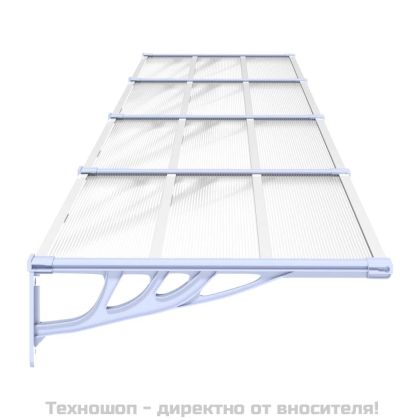 Навес за врата, сиво и прозрачно, 396x90 см, поликарбонат
