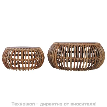 Маси за кафе, 2 бр, естествен ратан