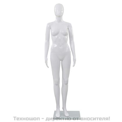 Женски манекен в цял ръст, стъклена основа, бял гланц, 175 см