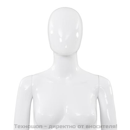 Женски манекен в цял ръст, стъклена основа, бял гланц, 175 см