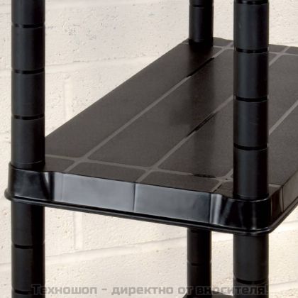 Стелаж за съхранение, 4 рафта, черен, 61x30,5x130 см, пластмаса