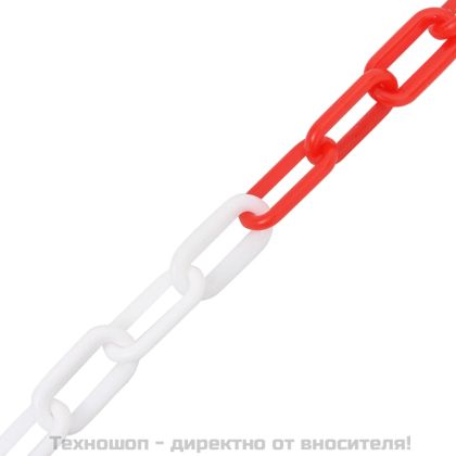 Предупредителна верига, червено и бяло, 100 м, Ø4 мм, пластмаса