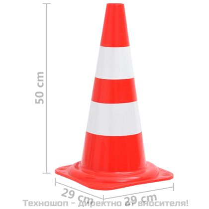 Светлоотразителни трафик конуси, 20 бр, червено и бяло, 50 см