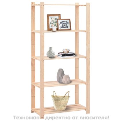 5-етажен стелаж, 80x38x170 см, бор масив, 250 кг