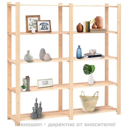 5-етажни стелажи, 5 бр, 170x38x170 см, бор масив, 500 кг