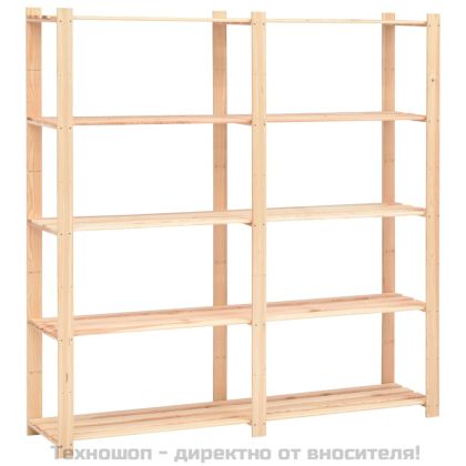 5-етажни стелажи, 5 бр, 170x38x170 см, бор масив, 500 кг