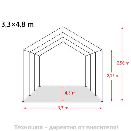 Мобилен навес за животни PVC 550 г/м² 3,3x4,8 м тъмнозелен
