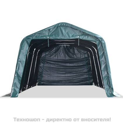Мобилен навес за животни PVC 550 г/м² 3,3x6,4 м тъмнозелен
