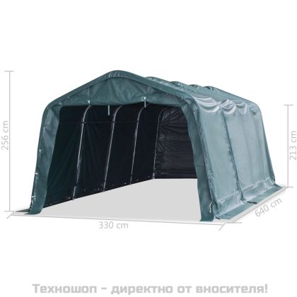 Мобилен навес за животни PVC 550 г/м² 3,3x6,4 м тъмнозелен